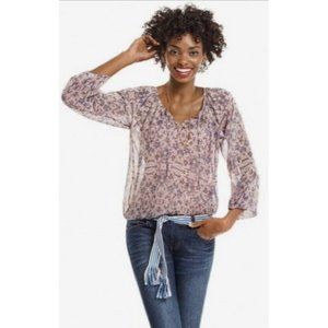 Cabi #5028 Womens Siena Peasant Sheer Blouse S Sma